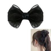 Large Mesh Bow Hair Clip – Elegant Ribbon Claw Clip for Women