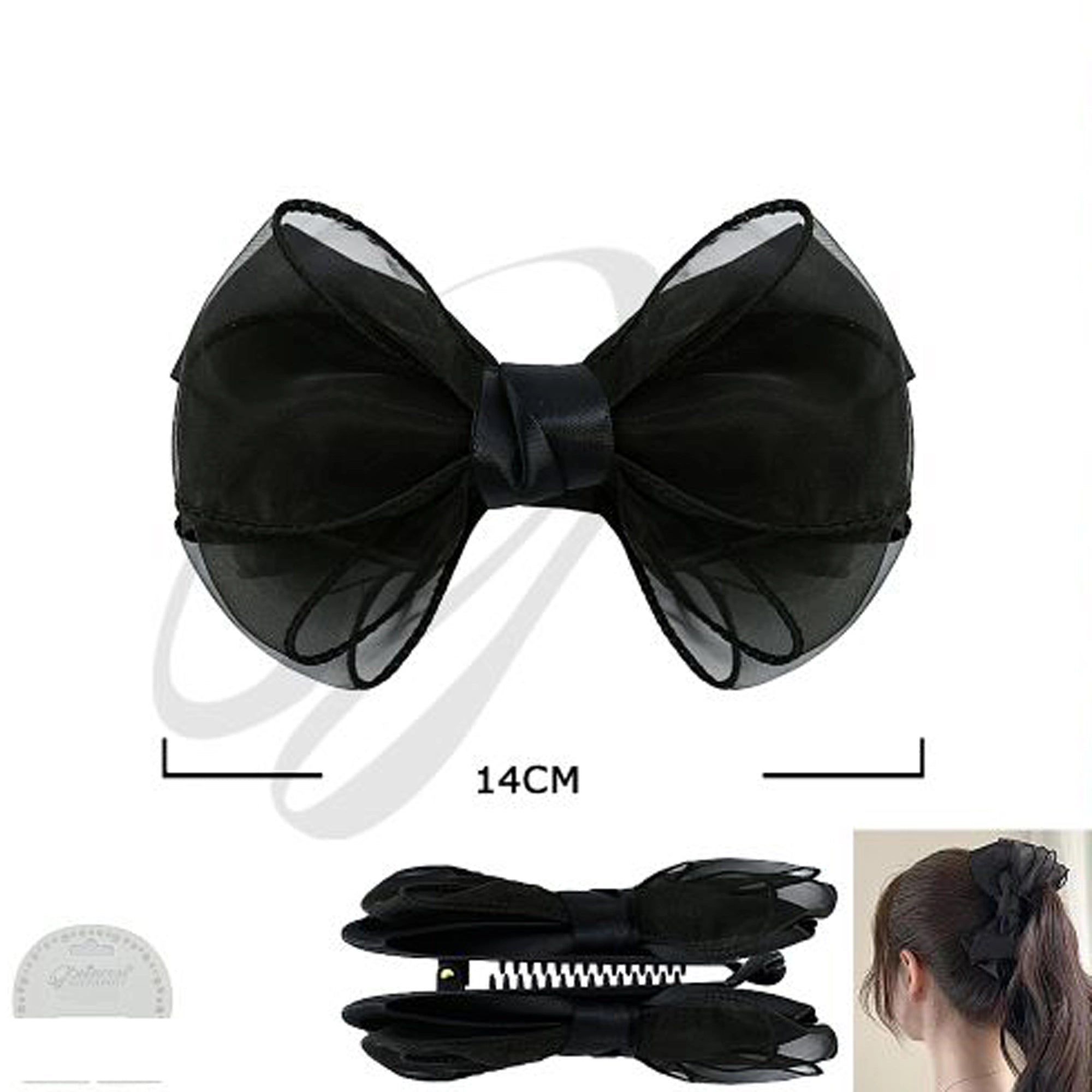 Large Mesh Bow Hair Clip – Elegant Ribbon Claw Clip for Women
