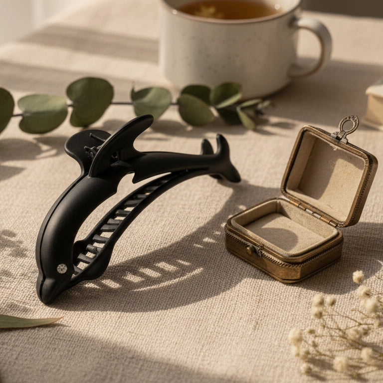 Jumbo Black Dolphin Claw Clip for Secure Updos | 11CM