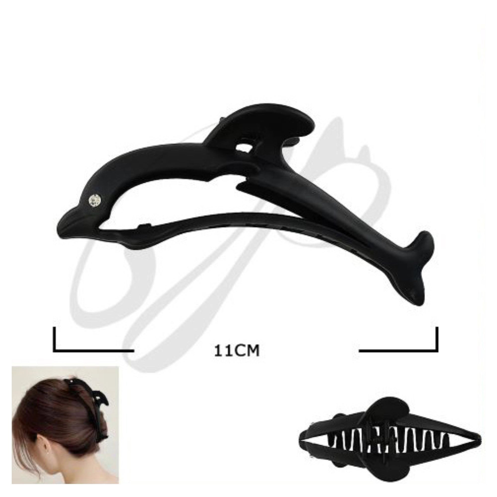 Jumbo Black Dolphin Claw Clip for Secure Updos | 11CM