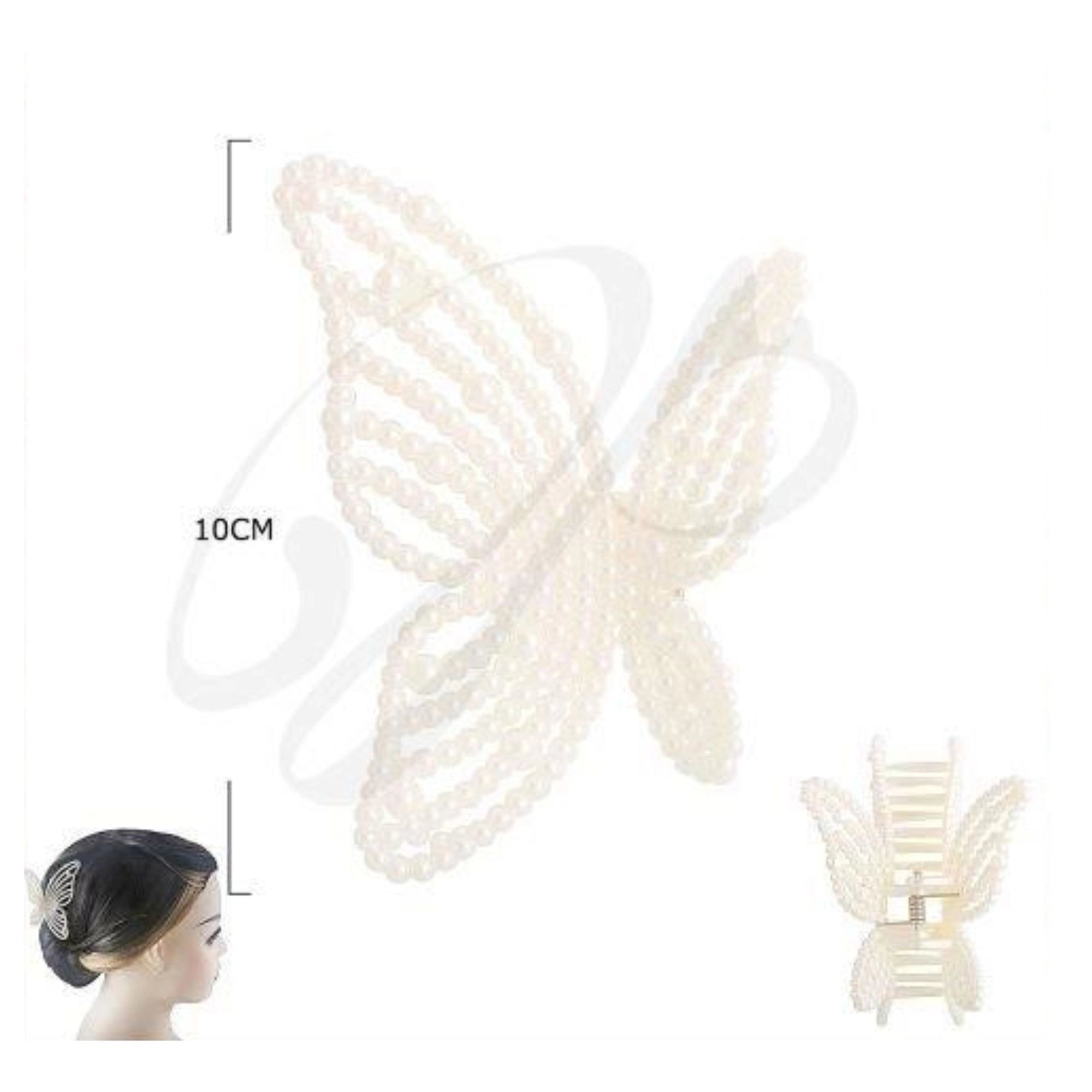 Bridal Charm Pearl Butterfly Hair Claw Clip for Elegant Updos | 10 cm