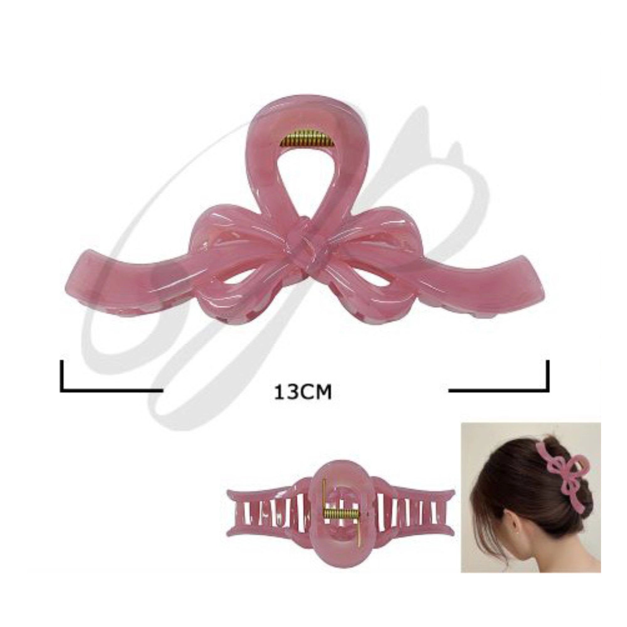 Large Butterfly Bow Hair Claw Clip – Pink Matte Finish