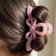 Large Butterfly Bow Hair Claw Clip – Pink Matte Finish
