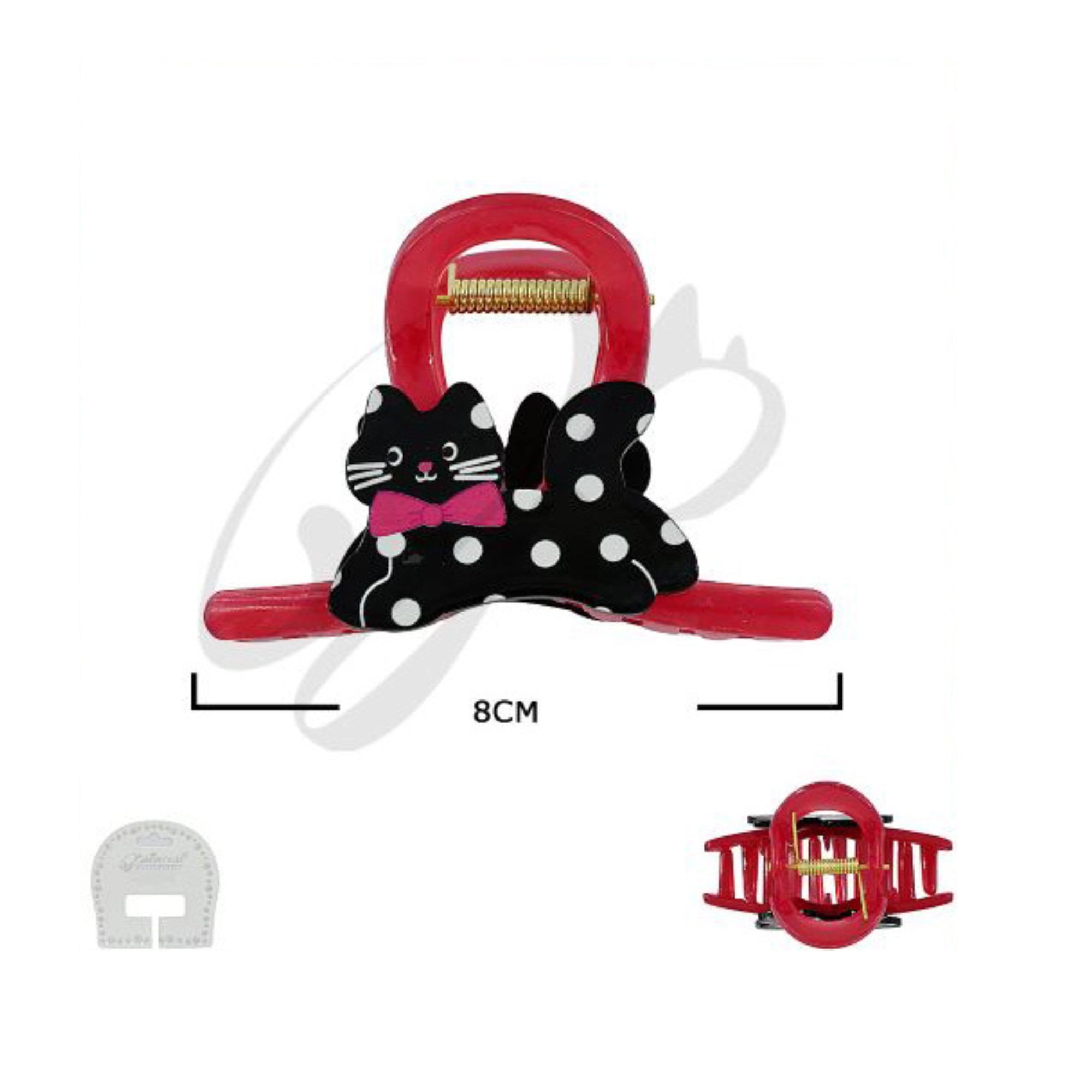 Purrfect Style Polka Dot Cat Hair Claw Clip with Bow | 8CM
