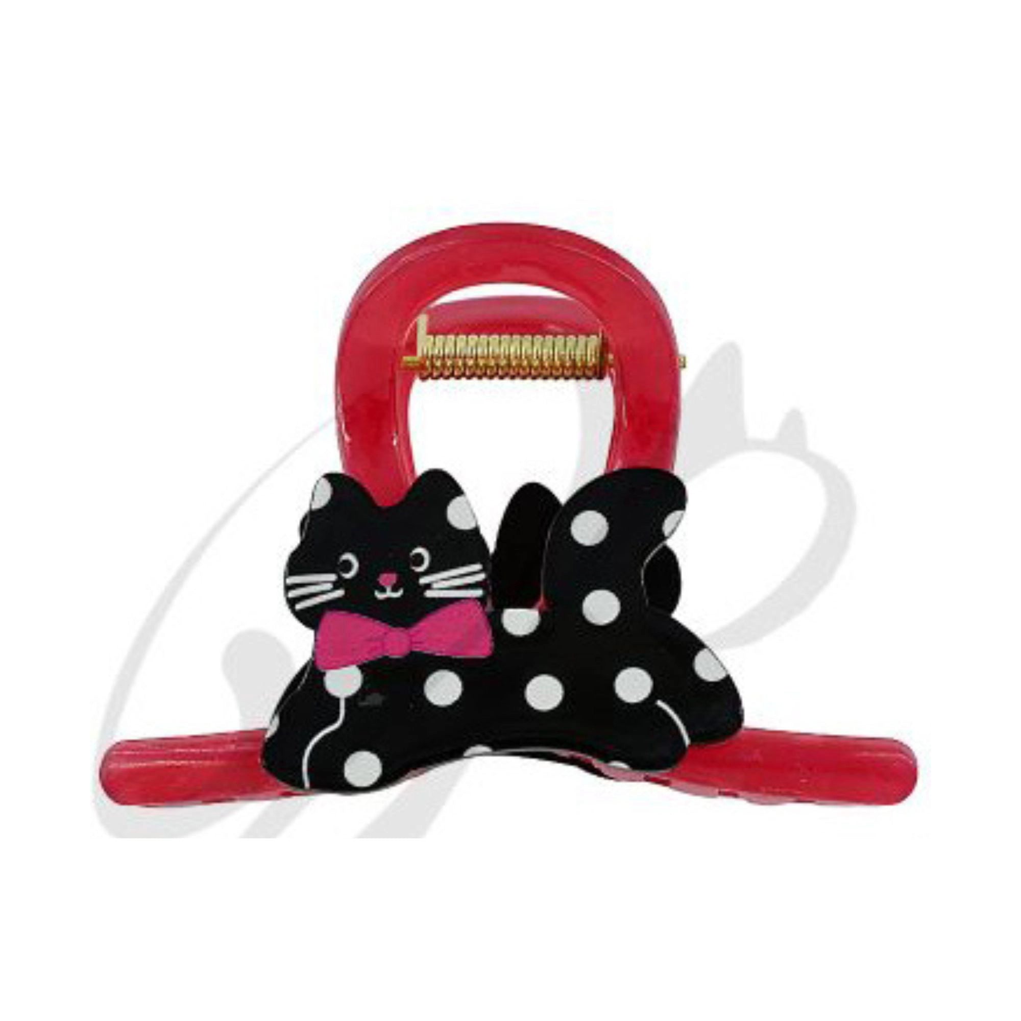 Purrfect Style Polka Dot Cat Hair Claw Clip with Bow | 8CM