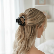 Crystal Kitten Hair Claws - Matte Finish 9cm Large Silhouette Hair Clamps with Rhinestones, Black and White Assortment, 12pcs (JC-11084BW)