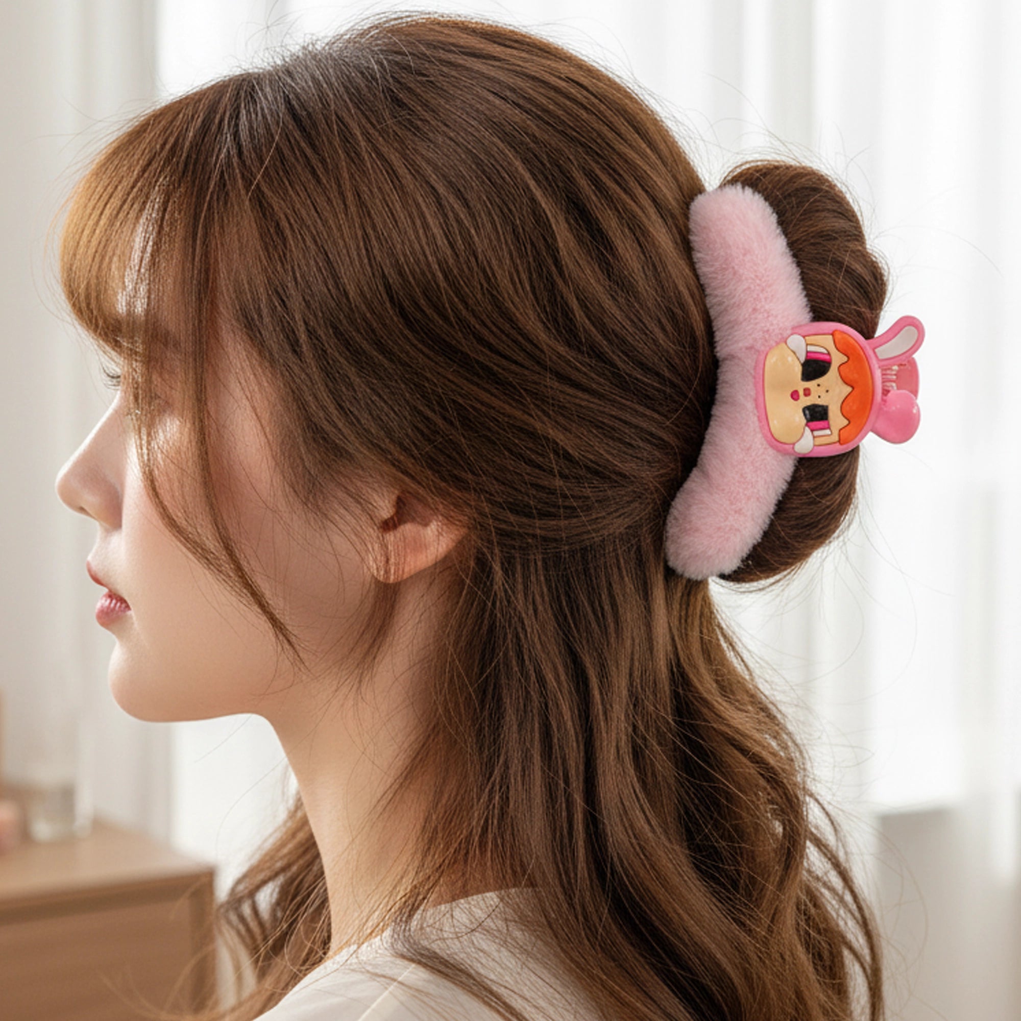 Plush Cartoon Character Hair Claw Clips for Teens, Youth