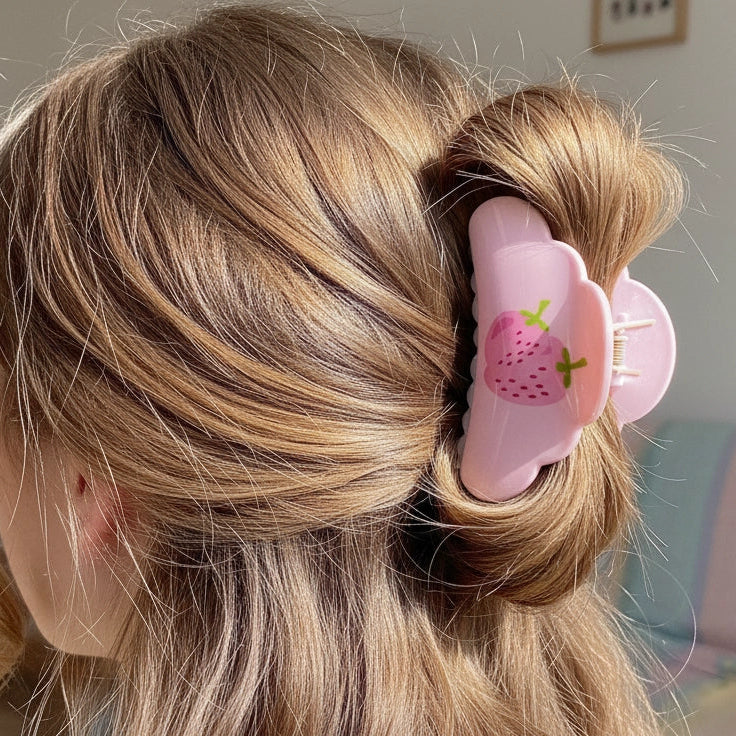 Strawberry Hair Claw Clip Set – Cute Pastel Fruit Design