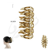 Large Metallic Cross-Loop Hair Claw Clip - 10.5cm High-Shine Gold & Silver (JC-11246GS)