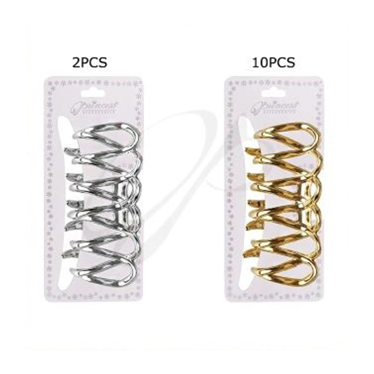 Large Metallic Cross-Loop Hair Claw Clip - 10.5cm High-Shine Gold & Silver (JC-11246GS)