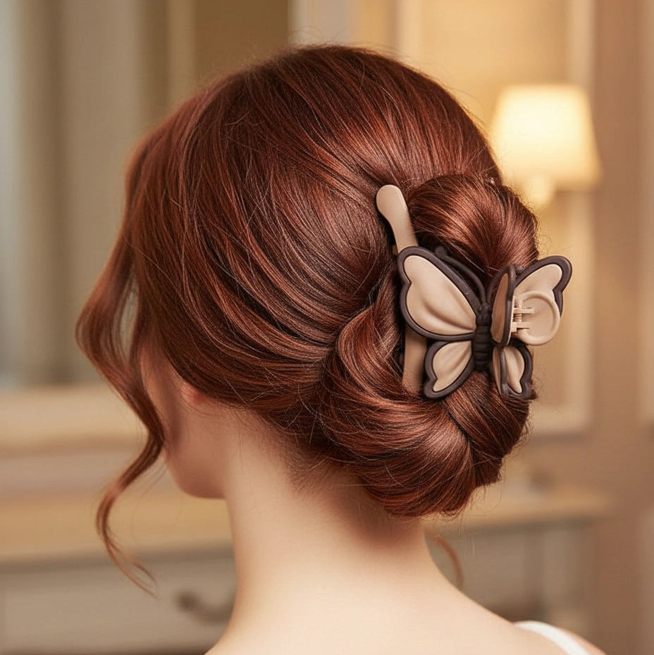 Jumbo Butterfly Hair Claw Clip (11cm) - Matte Neutral Tone