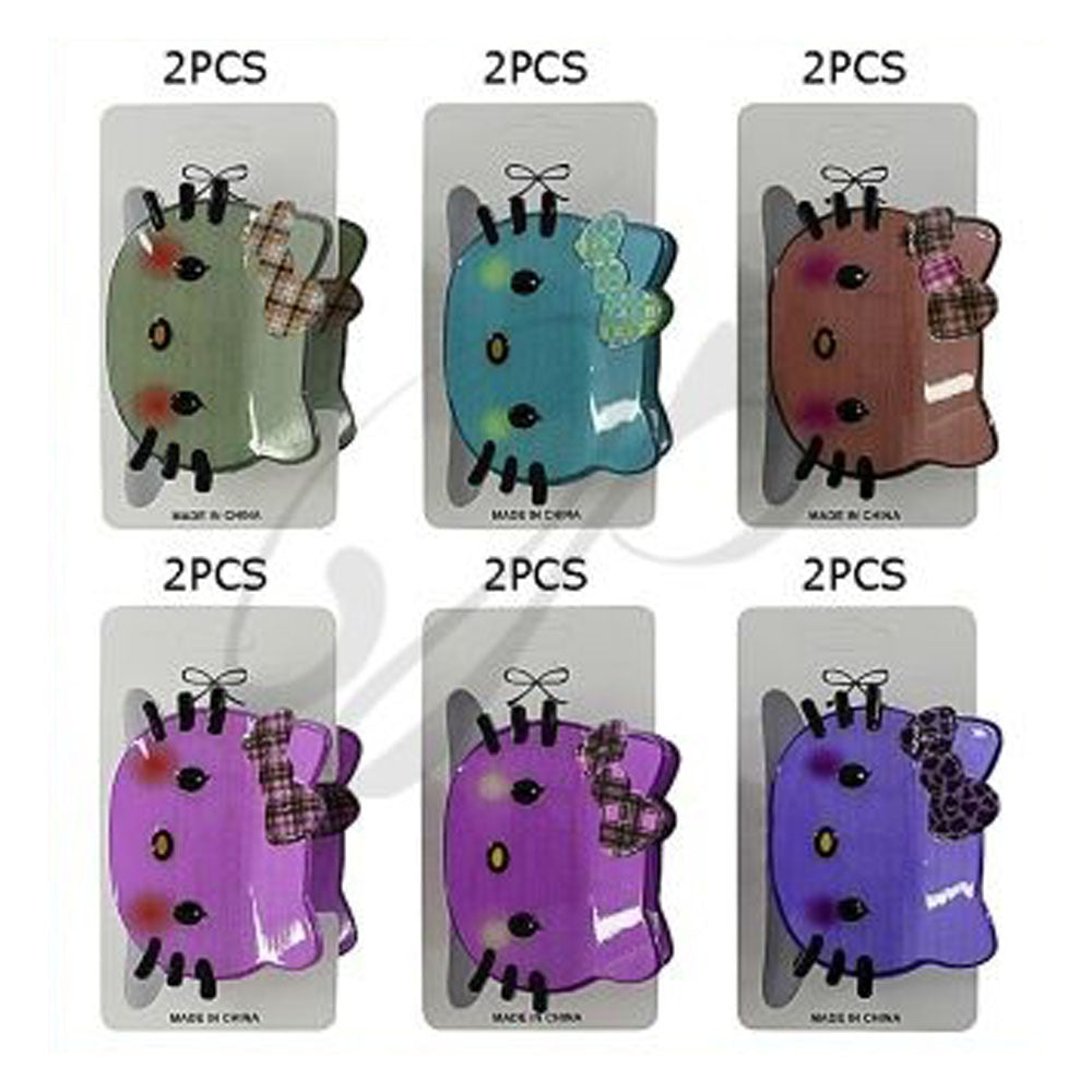 Whimsical Kitten Silhouette 8.5cm Hair Claw Clip Set (JC-11301M)