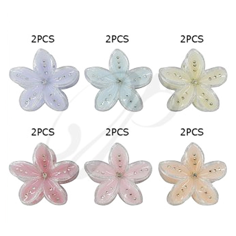 Sparkling 7cm Flower Hair Claw Clip – Translucent Jelly Floral Hair Accessory with Glitter & Rhinestones (JC-11310M)