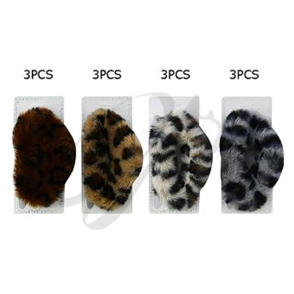 Leopard Print Plush Faux Fur Jumbo Hair Claw Clip (13cm) (JC-11340M)