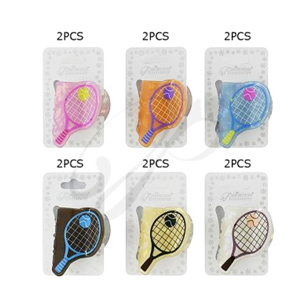 Tennis Racket Hair Claw Clip – 5cm Acrylic Sporty Hair Accessory – Cute Preppy Jaw Clip for Women & Girls (JC-11346M)