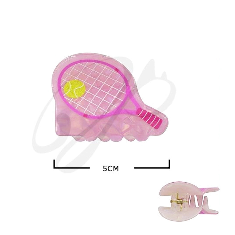 Tennis Racket Hair Claw Clip – 5cm Acrylic Sporty Hair Accessory – Cute Preppy Jaw Clip for Women & Girls (JC-11346M)