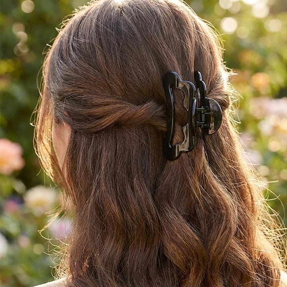 10cm Scalloped Wavy Claw Hair Clip - Large Nonslip Hair Jaw for Thick Hair - Modern Minimalist Hair Accessory (JC-11362M)