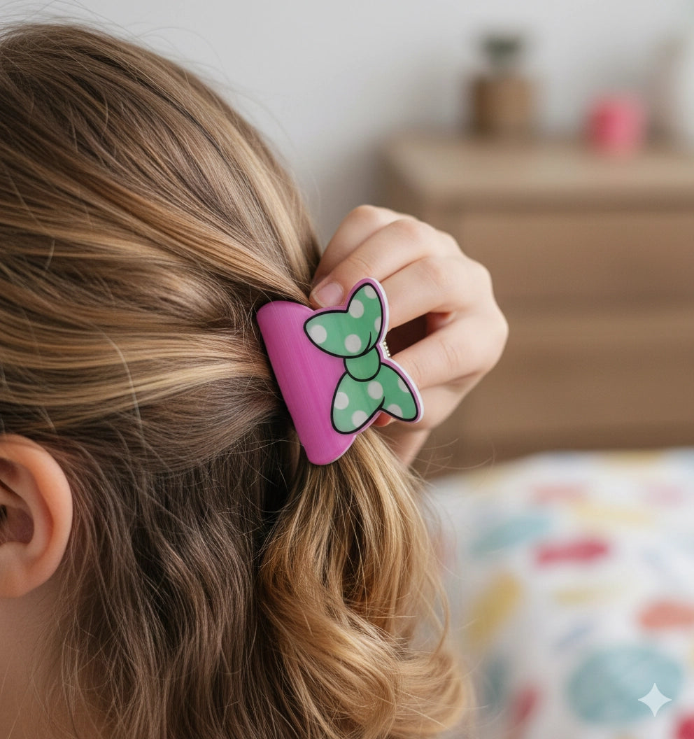 Bow-Accent Hair Claw Clip - 4.5cm Small (JC-11424M)