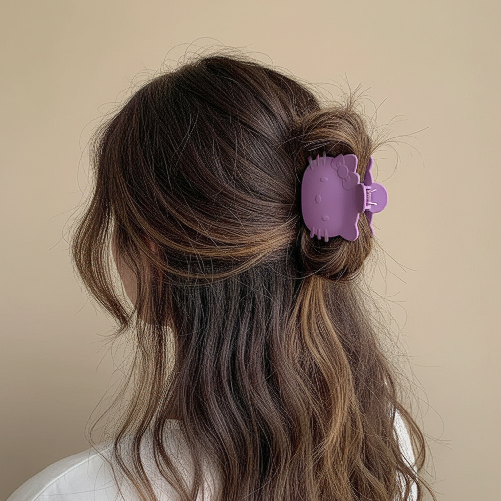 Whimsical Kitten Matte Hair Claw Clip – 8.5cm Large Non-Slip Fashion Accessory (JC-11445M)