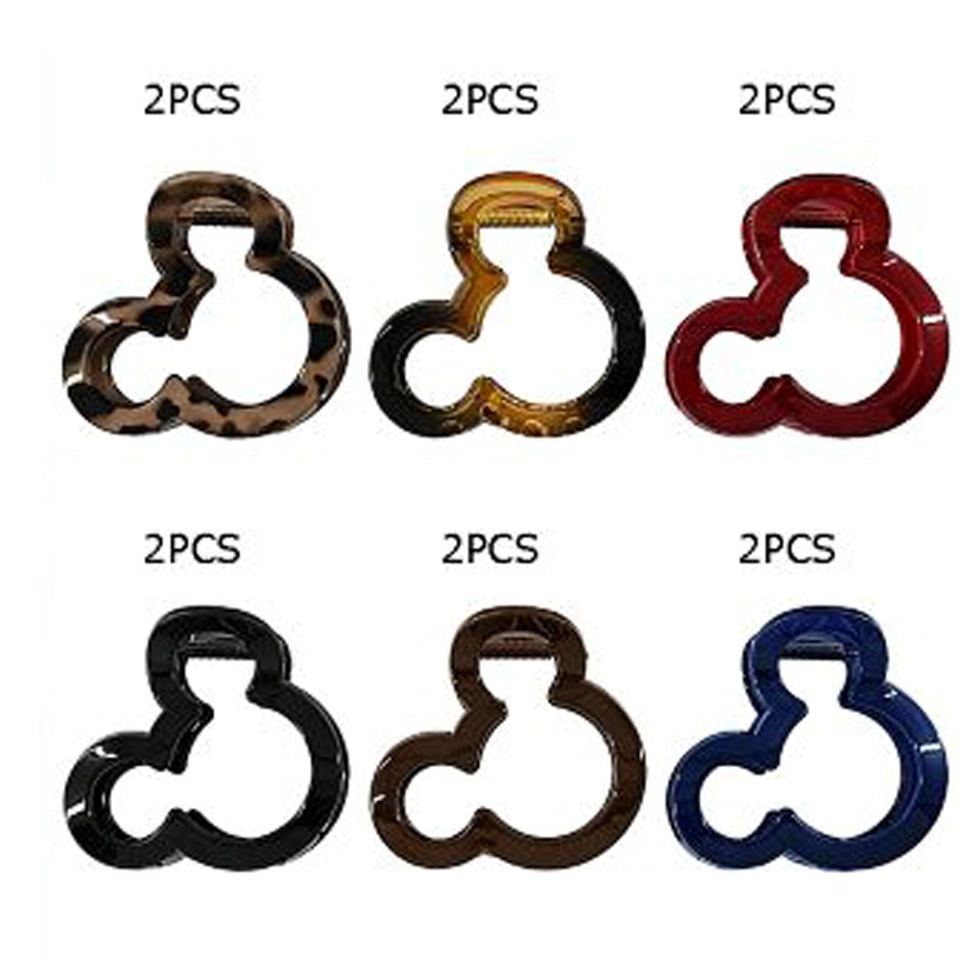 Mouse-Shaped Hollow Hair Claw Clips – 12 Piece Bulk Set (JC-11449M)