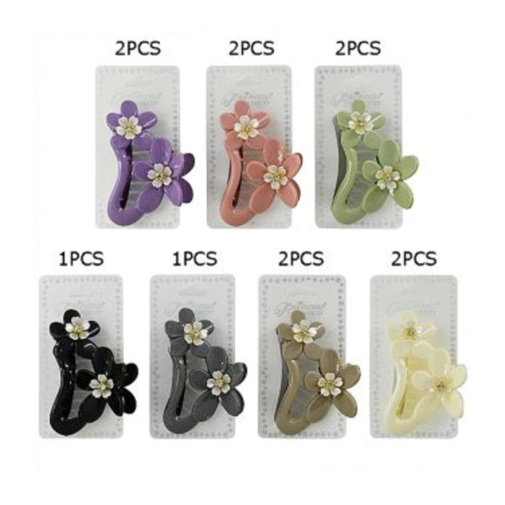 Floral Rhinestone Claw Clip – Elegant Matte Hair Jaw (JC-11452M)