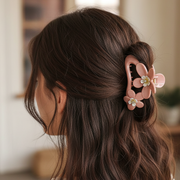 Floral Rhinestone Claw Clip – Elegant Matte Hair Jaw (JC-11452M)