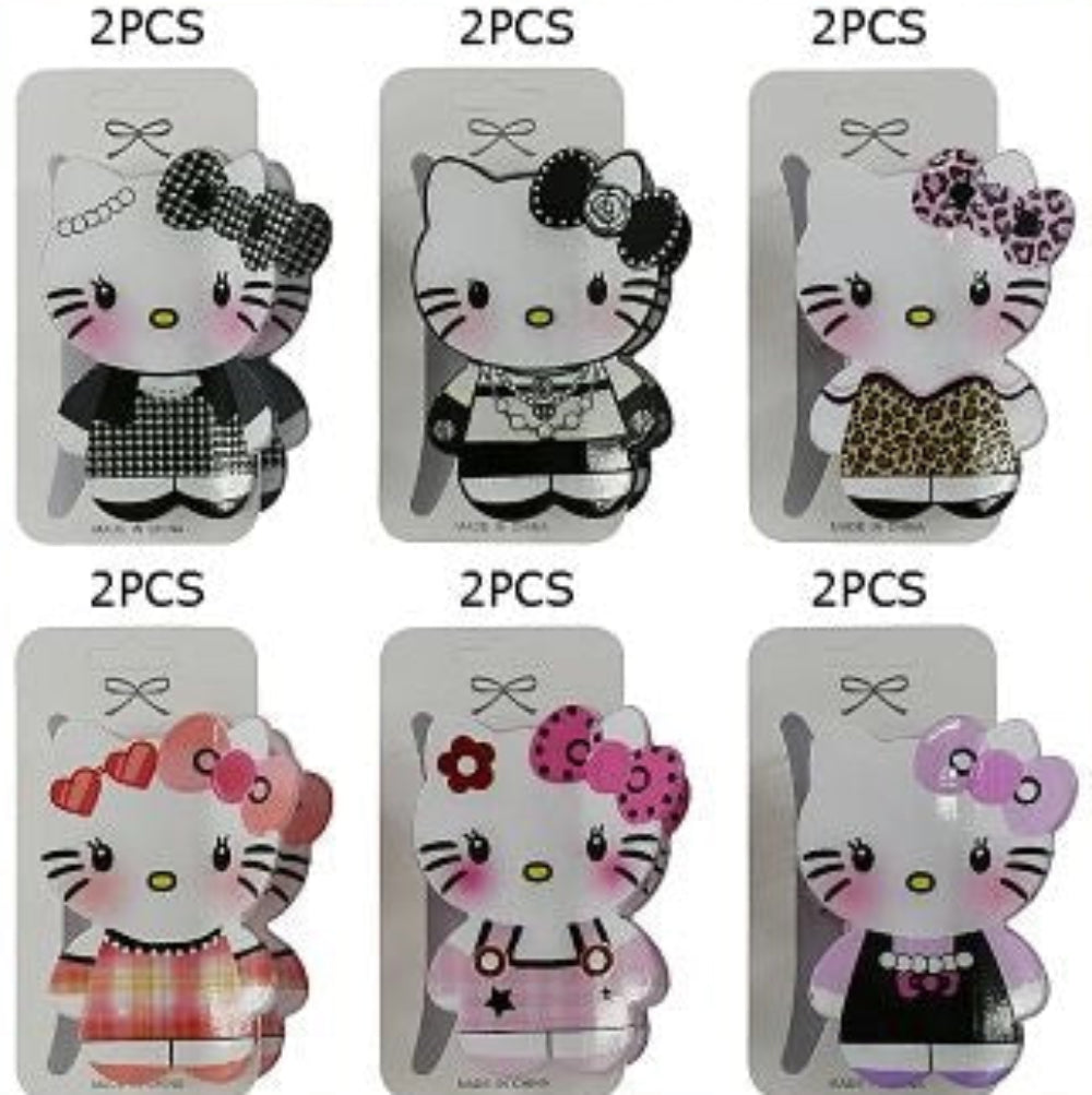 Kawaii Cute Cartoon Cat Hair Claw Clips | 6-Pack Large Acrylic Hair Clamps | Y2K Aesthetic Anime Hair Accessories for Girls and Women (8.8cm) (JC-11473M)