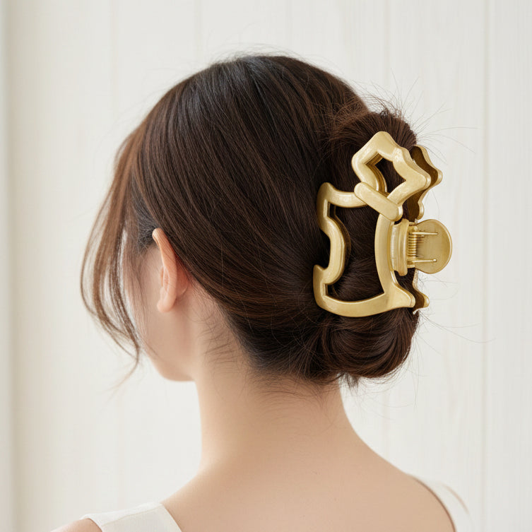Elegant Terrier Silhouette Metal Hair Claw Clip – Sophisticated Matte Finish (JC-11475M)