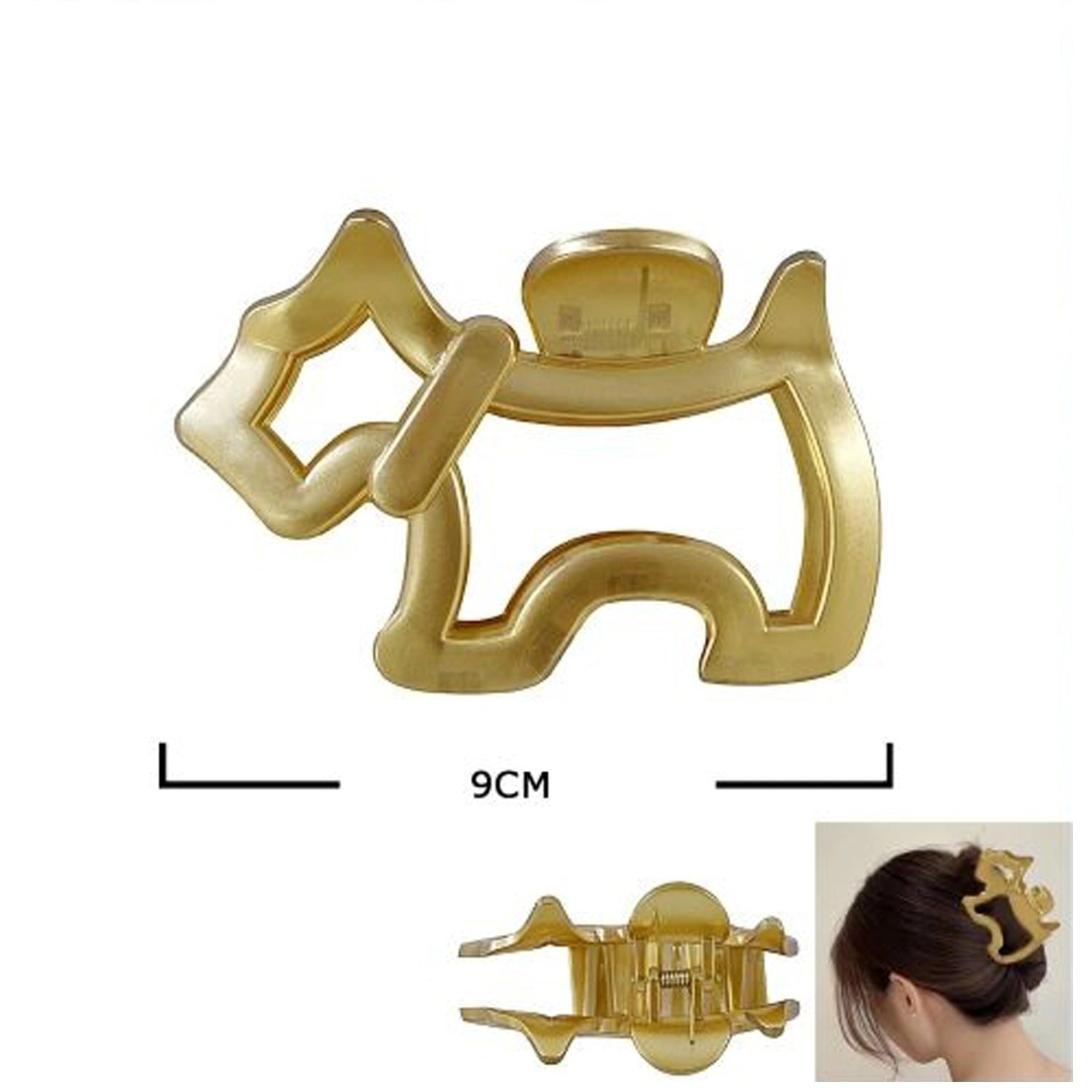 Elegant Terrier Silhouette Metal Hair Claw Clip – Sophisticated Matte Finish (JC-11475M)