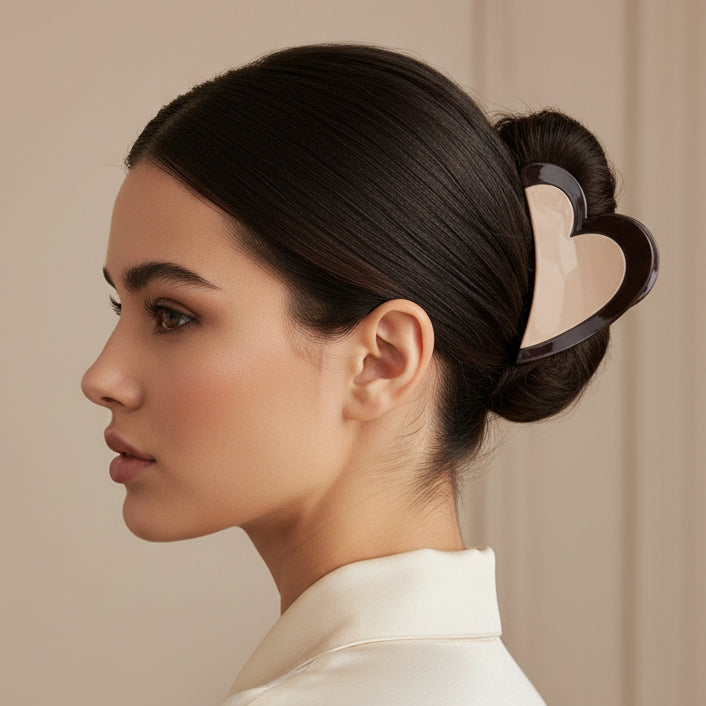 Elegant Heart-Shaped Matte Hair Claw Clip - Large 9.5cm Non-Slip Ponytail Holder (JC-11476M)