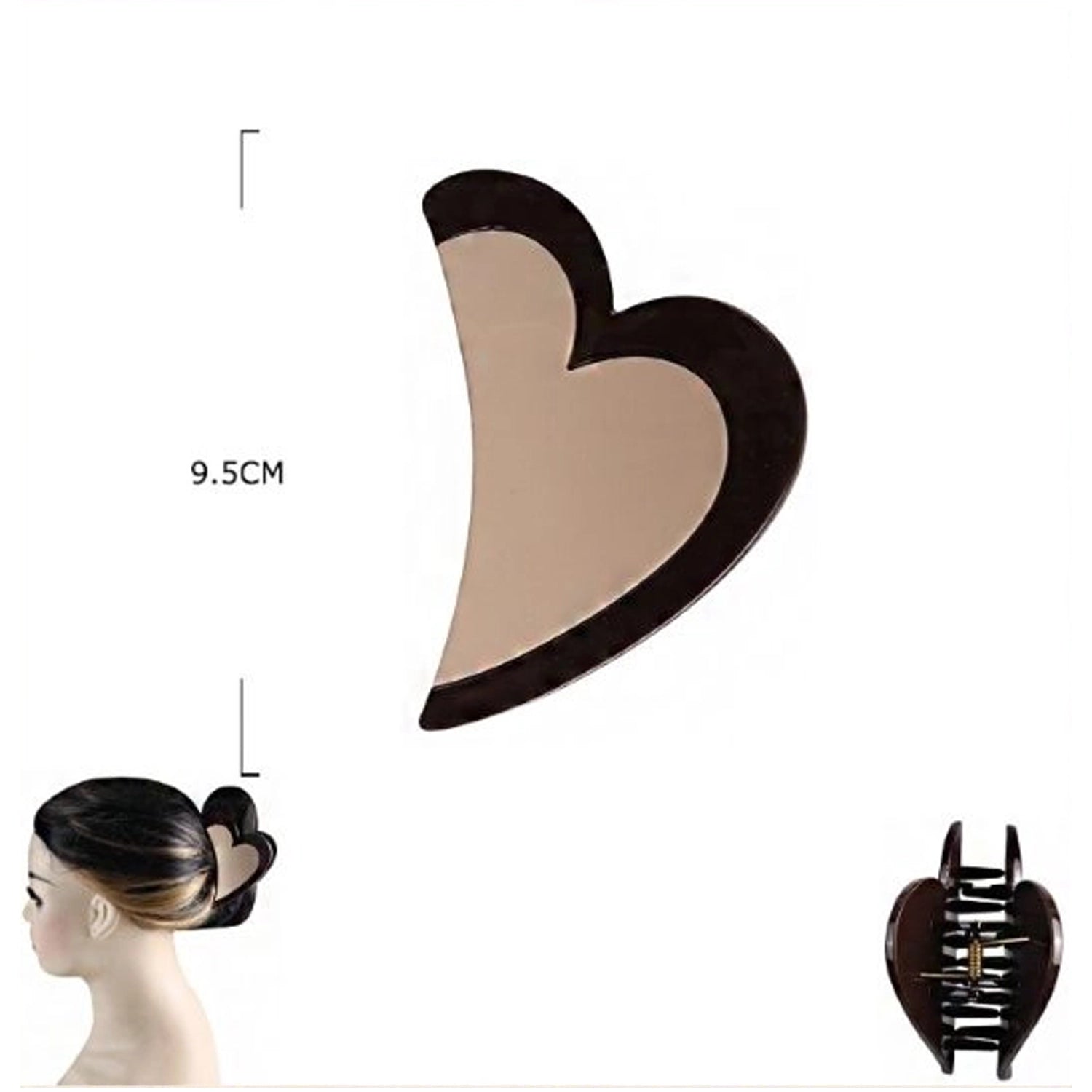 Elegant Heart-Shaped Matte Hair Claw Clip - Large 9.5cm Non-Slip Ponytail Holder (JC-11476M)