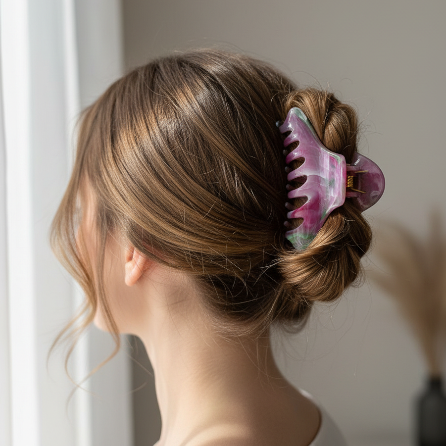 Large 11.2cm Marble Tortoise Shell Hair Claw Clip - 2-Piece Set (JC-11492M)