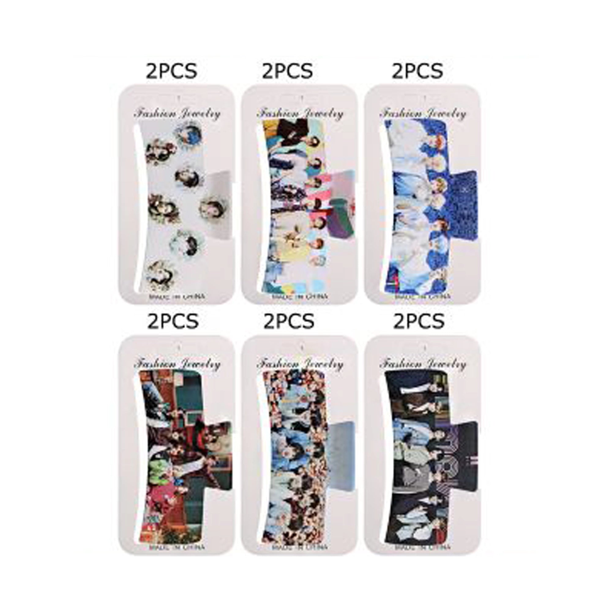 K-Pop Star Printed Matte Hair Claw Clips (2-Piece Set) – 10cm Large Non-Slip Rectangle Hair Jaw Clips for Thick Hair (JC-11495M)