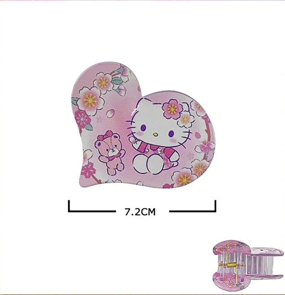Cute Cartoon Cat Heart Claw Clip 2-Piece Set | 7.2cm Cherry Blossom Hair Jaw Clip for Women & Girls (JC-11502M)