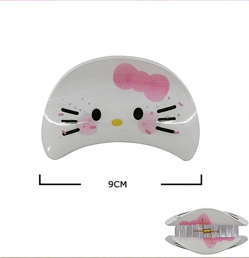 Cute Cartoon Kitten Crescent Hair Claw Clip 9cm – 2-Piece Large Anime Cat Jaw Clip for Thick & Thin Hair, Kawaii Pastel Animal Hair Accessories for Women and Girls (JC-11503M)