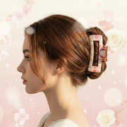 Plaid Checkered Hair Claw Clips, 2-Pack 10cm Large Square Matte Hair Clamps for Thick Hair, Cute Cartoon Cat (JC-11522M)