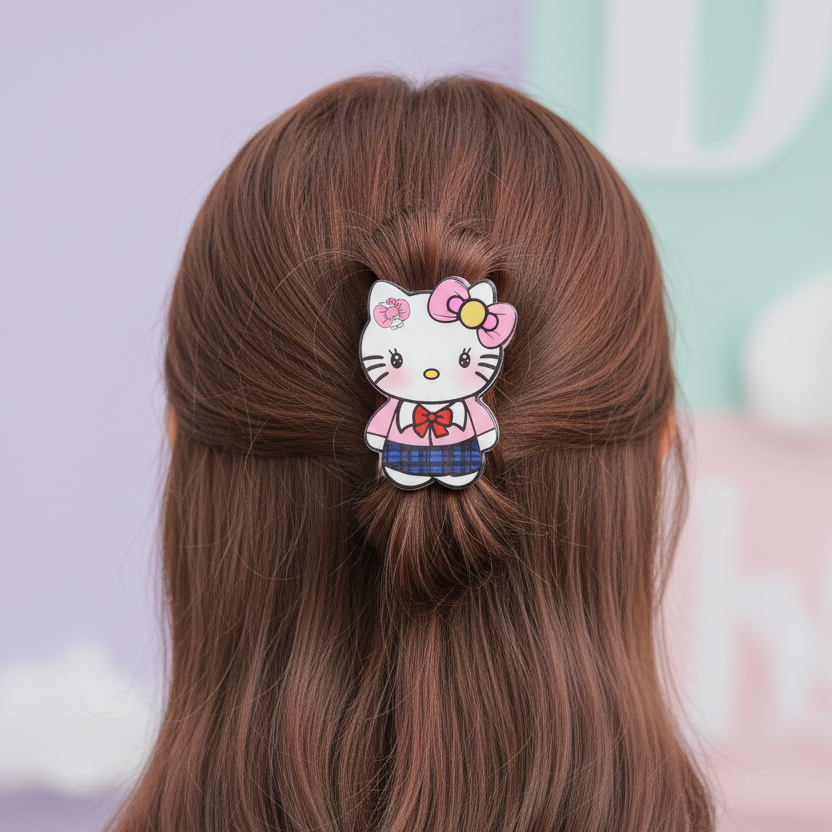 Cute Kawaii Schoolgirl Style Hair Claw Clip – Large Decorative Acrylic Hair Accessory for Women and Teens (JC-11535M)