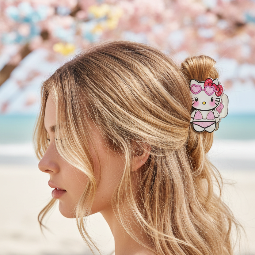 Cute Cartoon White Cat Hair Claw Clip – 8.8cm Kawaii Anime-Inspired Acrylic Hair Clamp (JC-11536M)