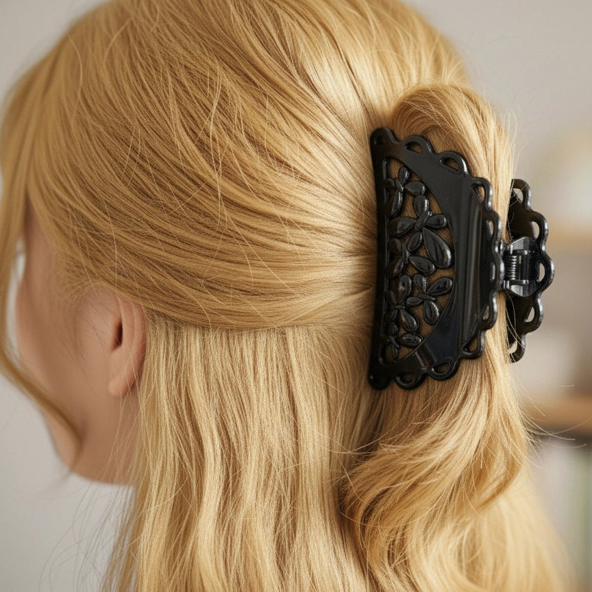 Large Black and Brown Hair Clip – Strong Claw Clip for Thick Hair