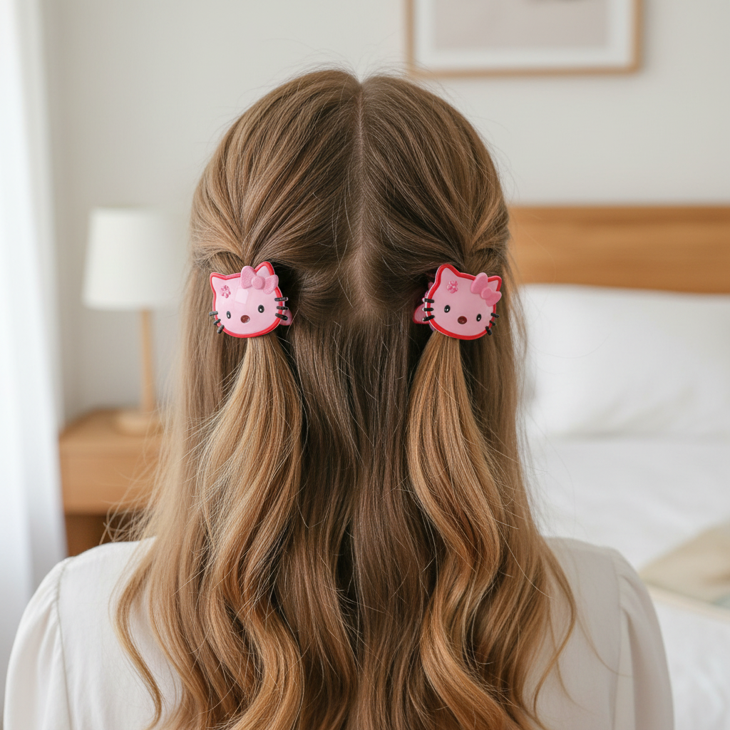 Cute Cat Face Hair Claw Clip Set – 4.5cm Small Pastel Kitty Hair Accessories for Girls and Women (JC-50303M)