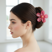 Flower Hair Claw Clips Set – 7.5cm Matte Translucent Plumeria Jaw Clips for Thick Hair, Cute Floral Hair Accessories for Women and Girls 12pcs (JC-60301S)