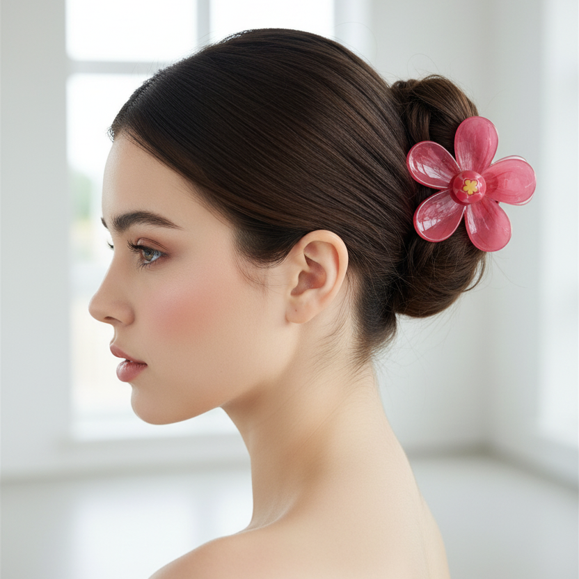Flower Hair Claw Clips Set – 7.5cm Matte Translucent Plumeria Jaw Clips for Thick Hair, Cute Floral Hair Accessories for Women and Girls 12pcs (JC-60301S)