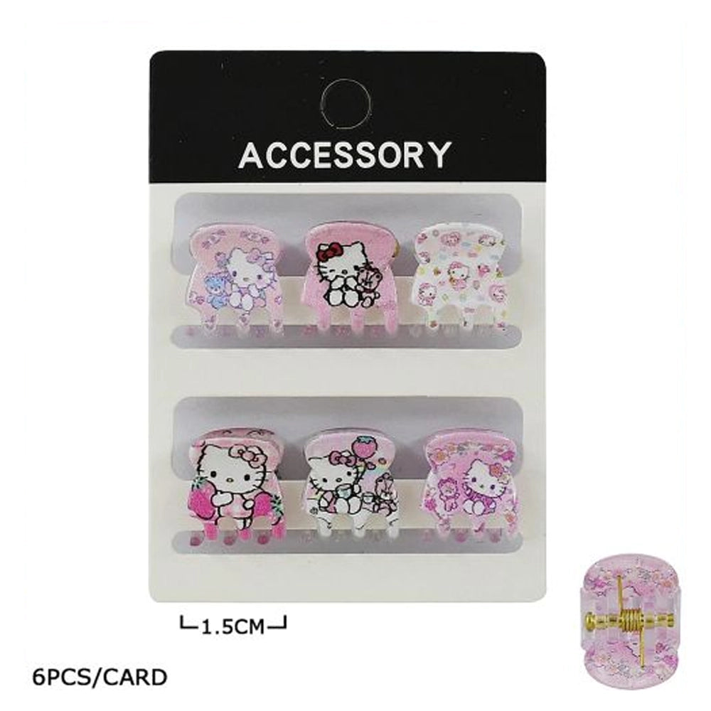 Cute Cartoon Kitty Mini Hair Claw Clips | Y2K Aesthetic Pink Hair Accessories | 1.5cm Small Character Jaw Clips for Girls and Women (JC-70282M)