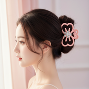 Elegant 3.5-Inch Butterfly Hair Claw with Crystal Flower Accent – Strong Hold Matte Pastel and Neutral Hair Jaw Clips, Multi-Pack Hair Accessories (JC-70328S)