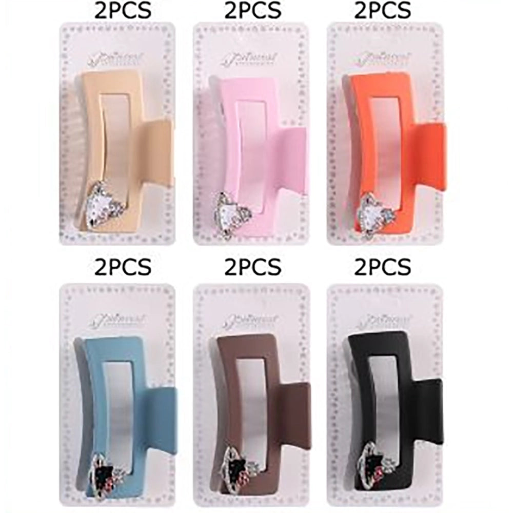 Large Matte Rectangular Hair Claw Clips with Cute Cartoon Planet Emblem – for Women and Girls (8.5cm) (JC-70331S)
