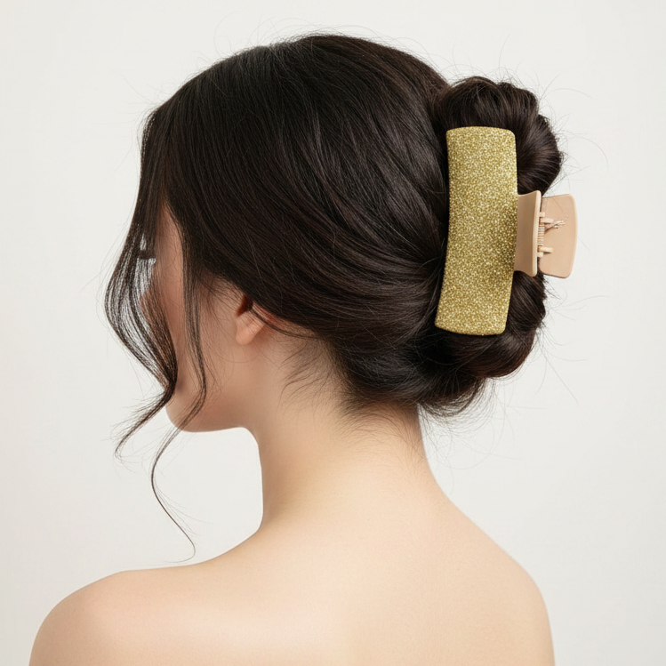 11cm Large Glitter Claw Clip Set | Non-Slip Hair Clamp for Thick Hair | 2-Piece Sparkling Matte Jaw Clips for Women & Girls (JC-70332S)