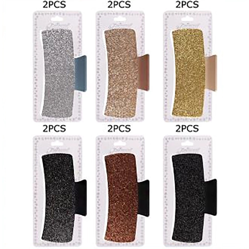 11cm Large Glitter Claw Clip Set | Non-Slip Hair Clamp for Thick Hair | 2-Piece Sparkling Matte Jaw Clips for Women & Girls (JC-70332S)