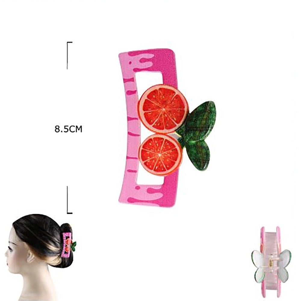 Vibrant Fruit Claw Clips for Thick Hair – 8.5cm Summer Matte Hair Claws, Fruit Hair Accessories Pack for Women & Girls (Grapefruit, Watermelon, Pitaya, Kiwi) (JC-70333S)
