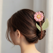 Flower Stem Hair Claw Clip for Women, 11.5cm Daisy Floral Hair Clamp, Cute Summer Pastel Aesthetic Matte Nonslip Jaw Clip (JC-70342S)