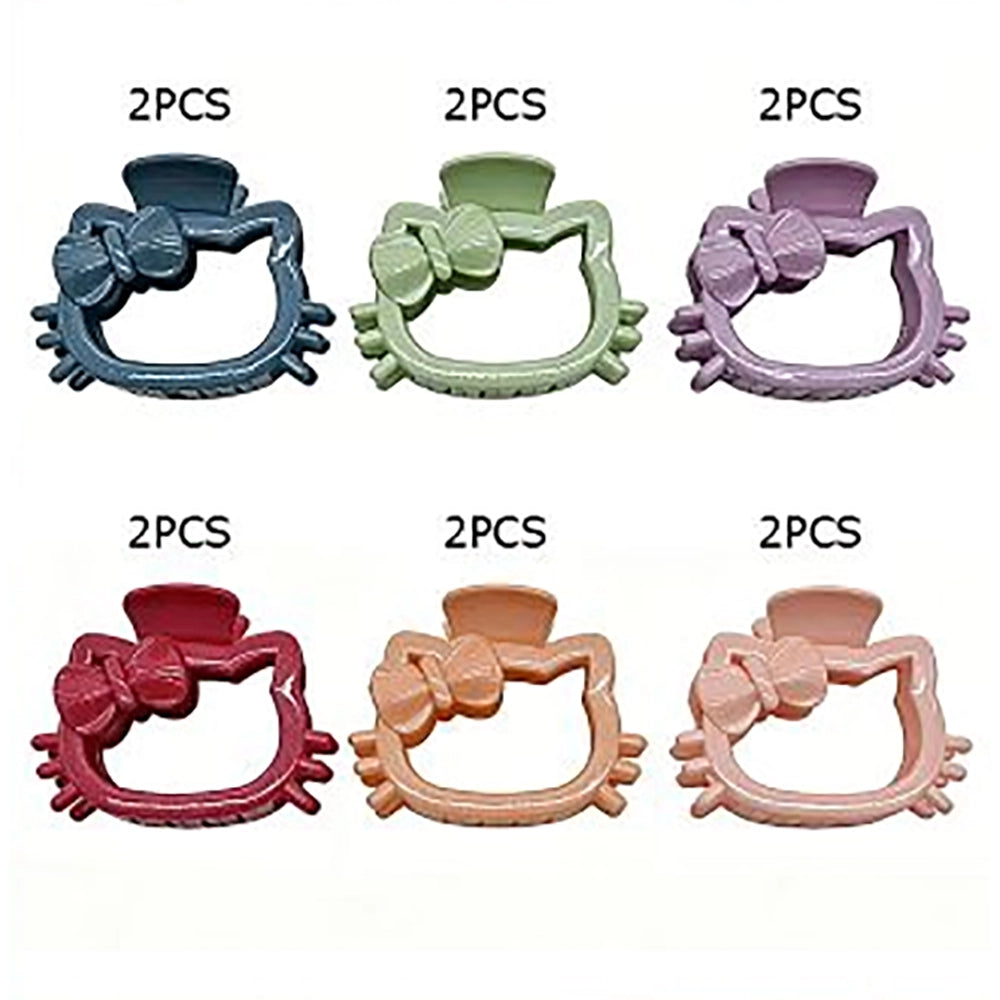 Cute Cartoon Cat Hair Claw Clips Set – 8.5cm Hollow-Out Kitten Hair Clamps for Women and Girls, Strong Hold Nonslip Pastel Hair Jaw Accessories (12 Pcs Total) (JC-70347S)